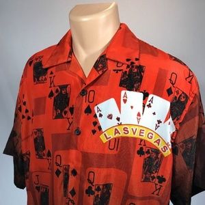 Las Vegas Poker Shirt XL Mens Short Sleeve Button